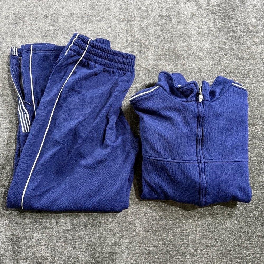 VTG Adidas Basketball Track Suit 3 Stripes Jacket &‎ Pants Blue Men's Size Large